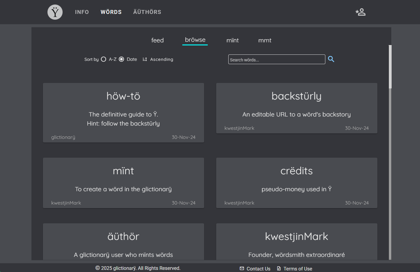 WÖRDS page overview